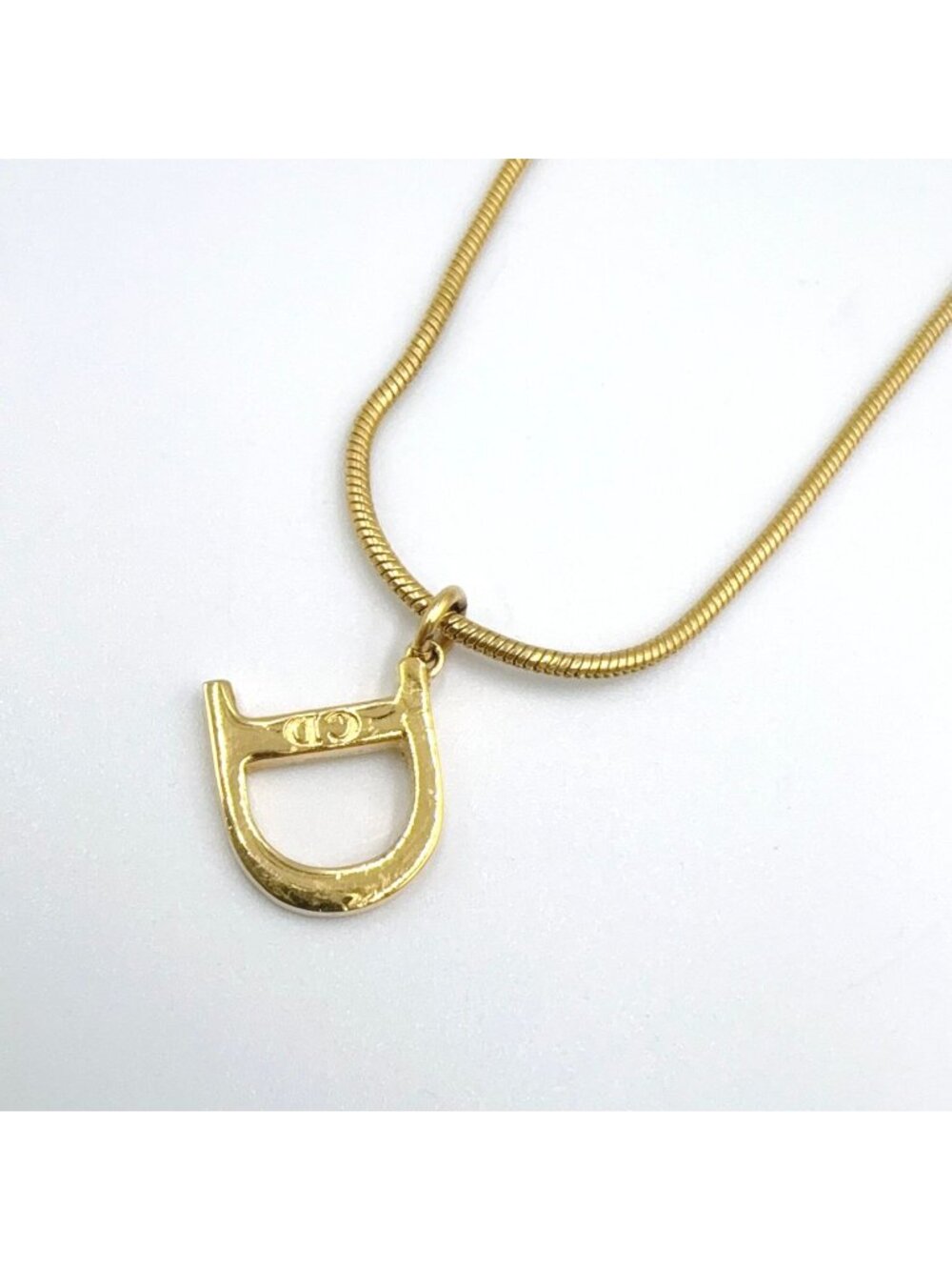 Dior D Logo Snake Chain Gold Plated Necklace